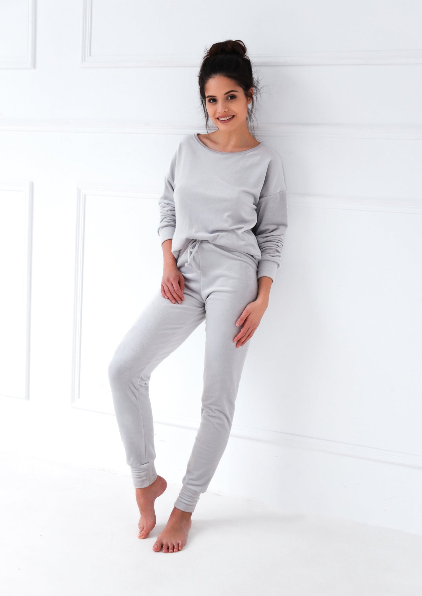 SILVER- Ultra-soft Angora fleece pajamas