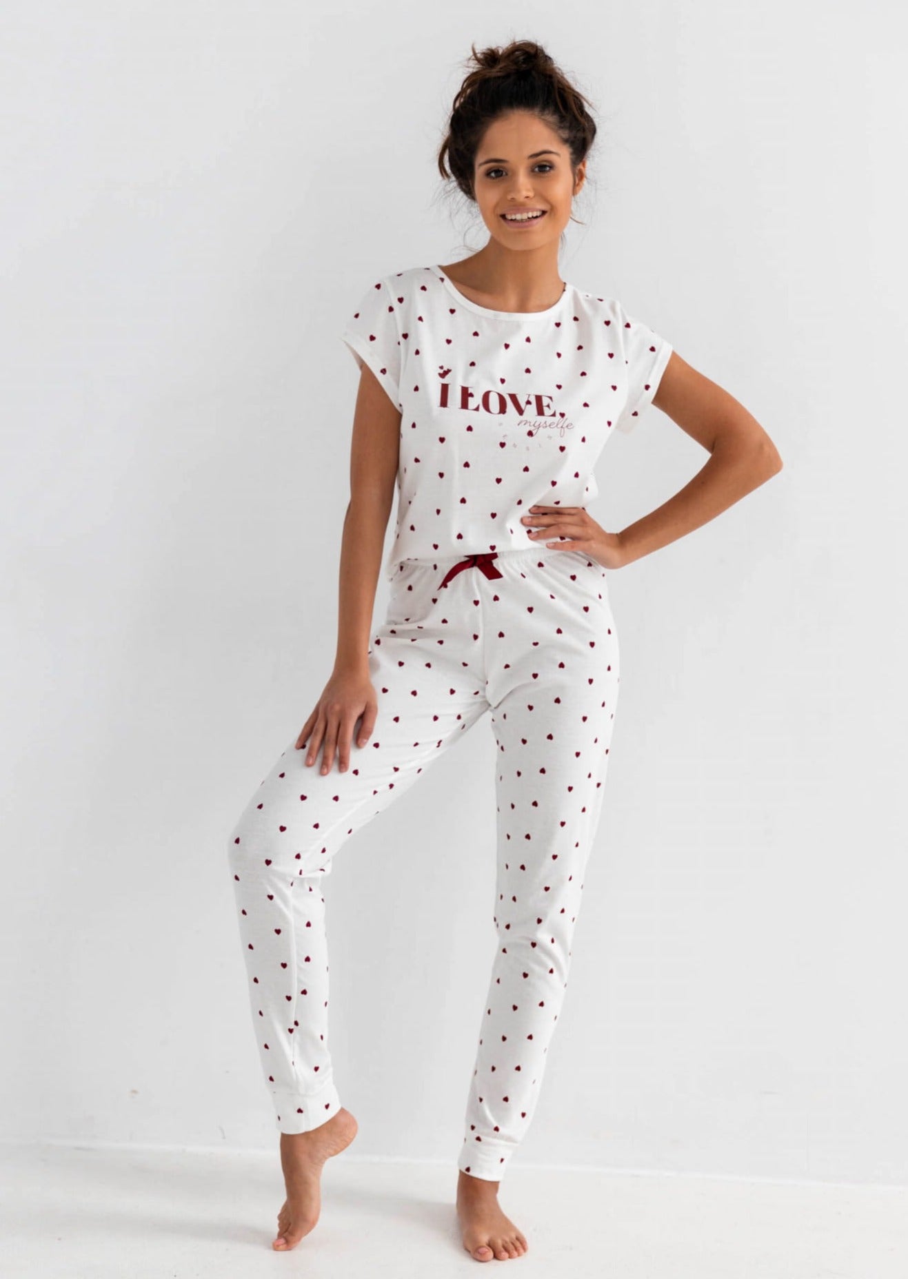 LOVE – Pyjama mit T-Shirt und langer Hose, 100 % Baumwolle
