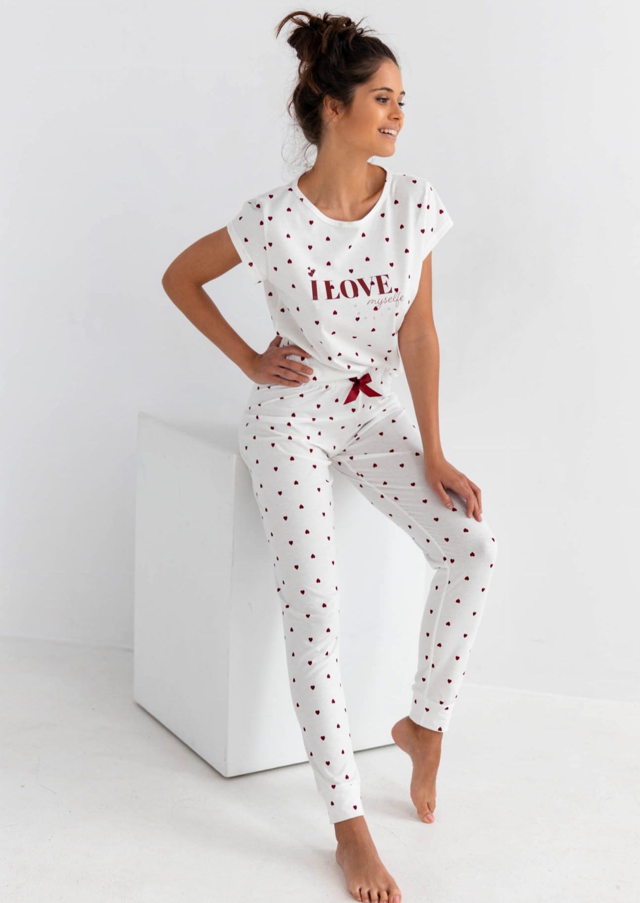 LOVE – Pyjama mit T-Shirt und langer Hose, 100 % Baumwolle