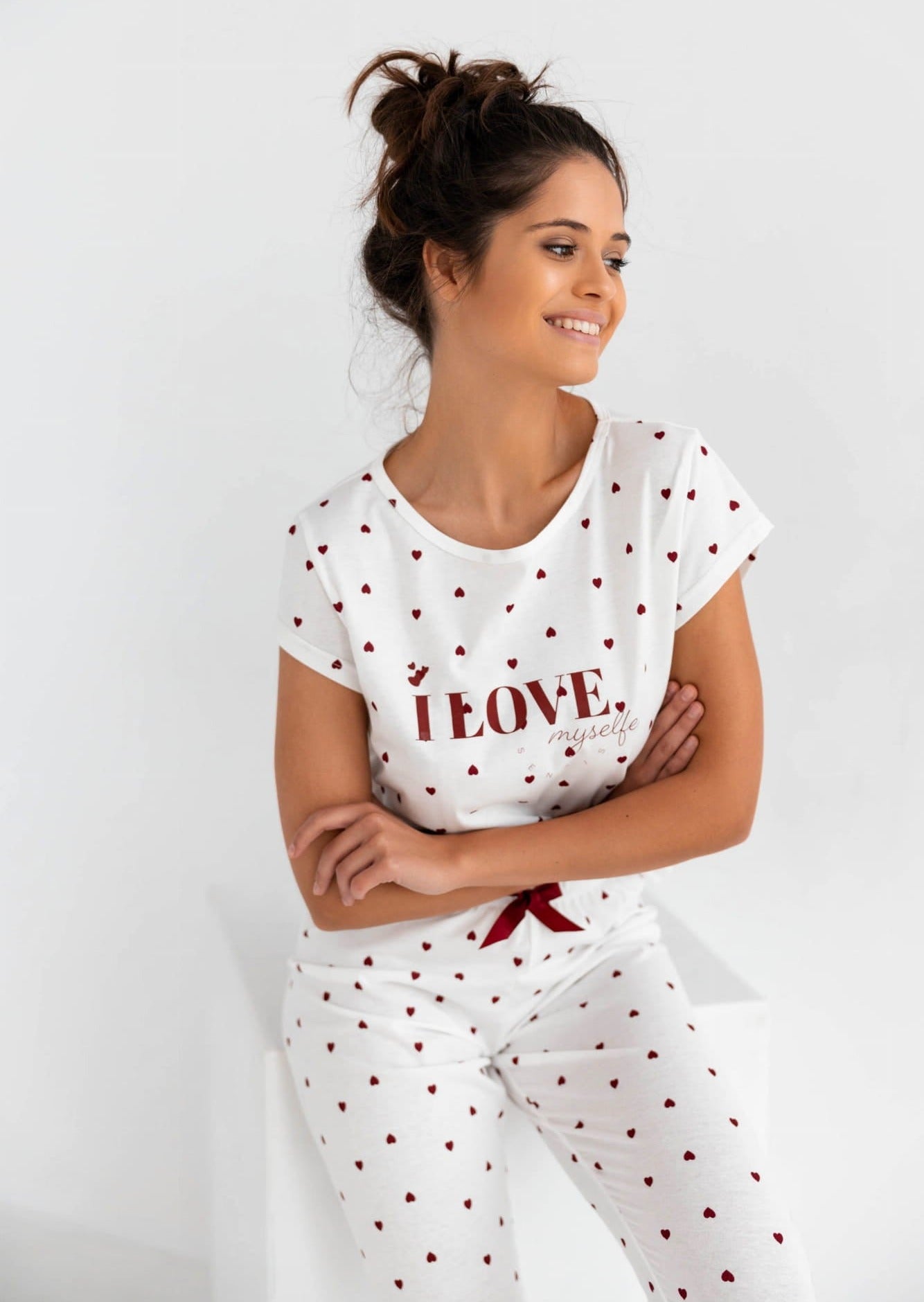 LOVE – Pyjama mit T-Shirt und langer Hose, 100 % Baumwolle