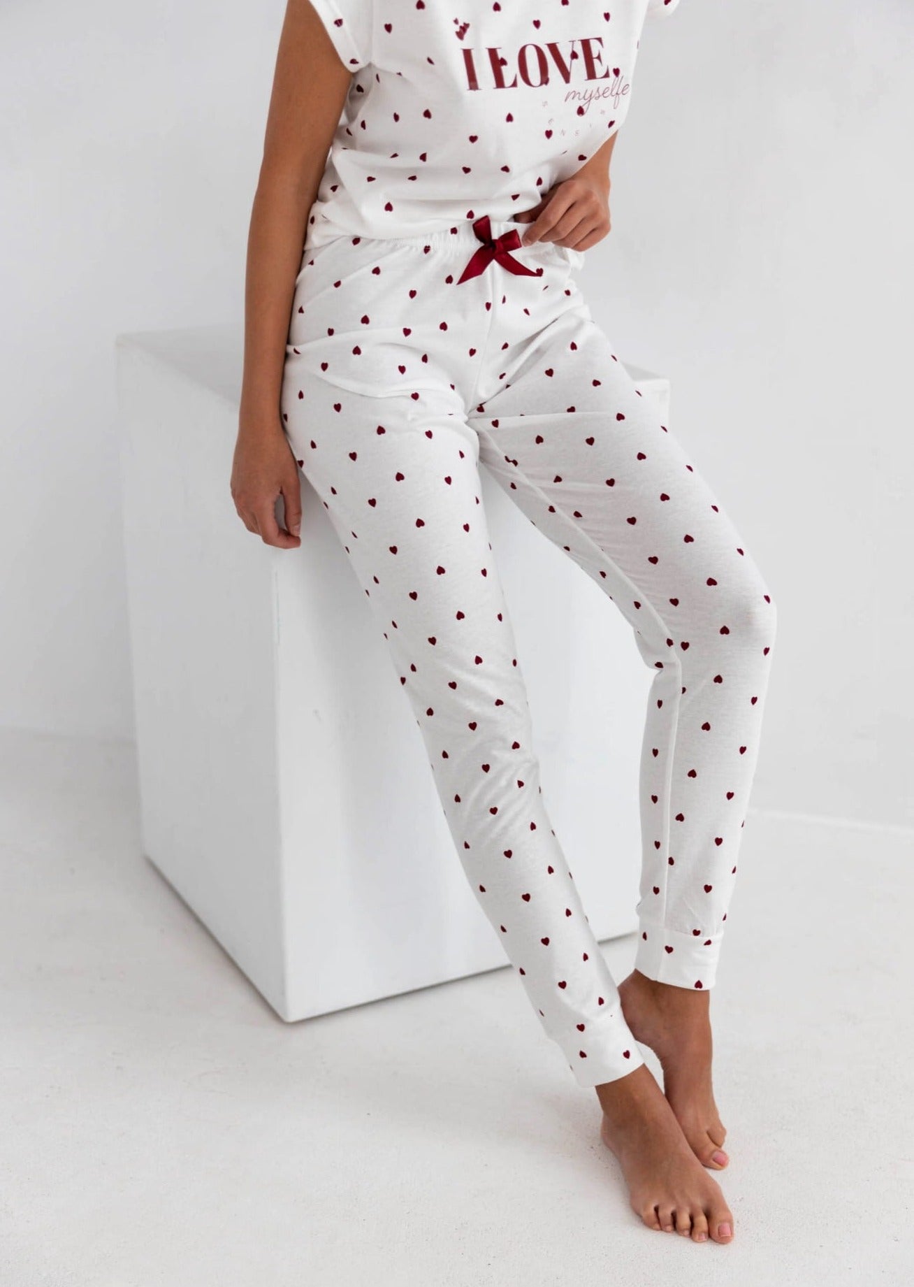 LOVE – Pyjama mit T-Shirt und langer Hose, 100 % Baumwolle
