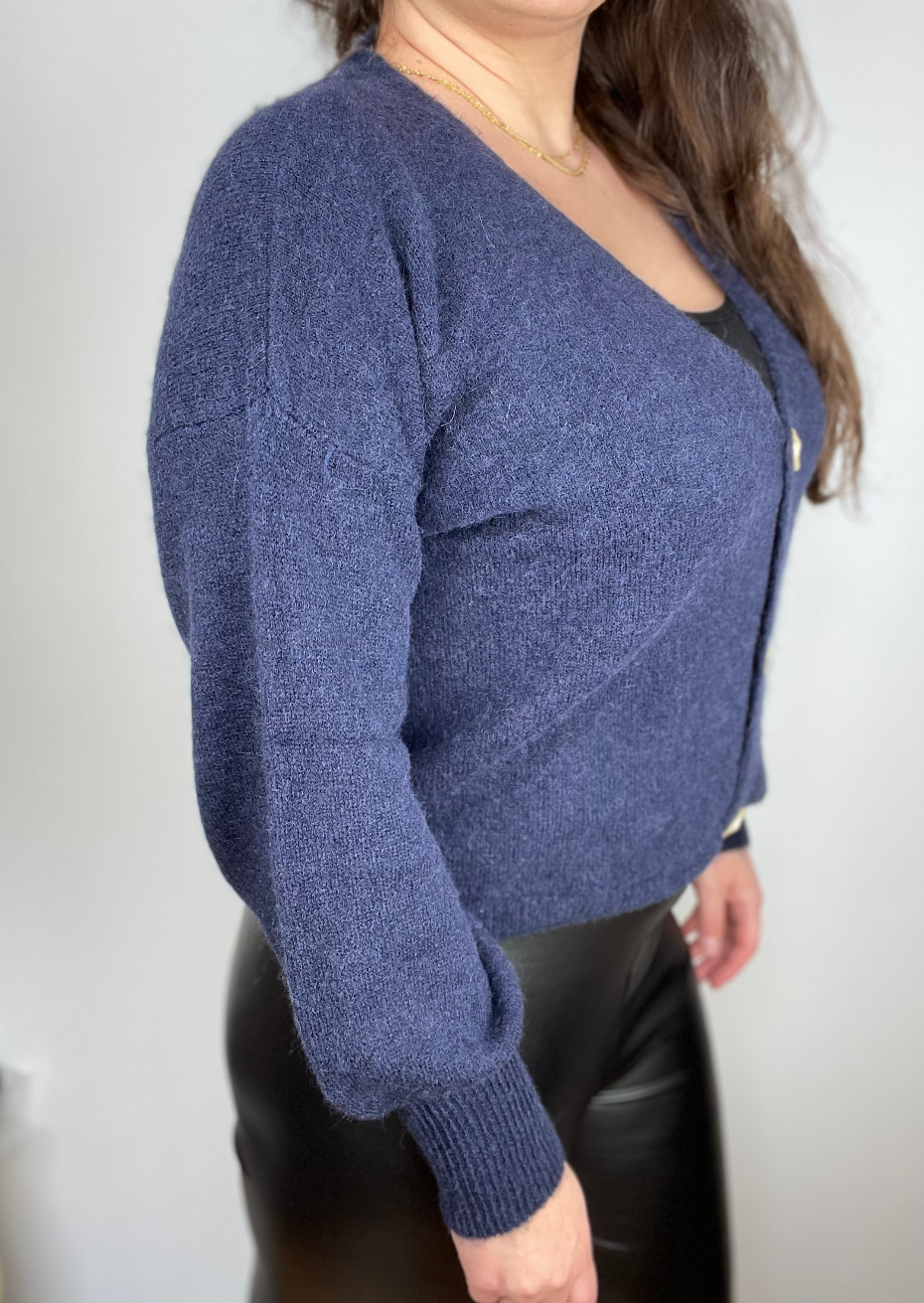 BLUE cardigan in Baby alpaca