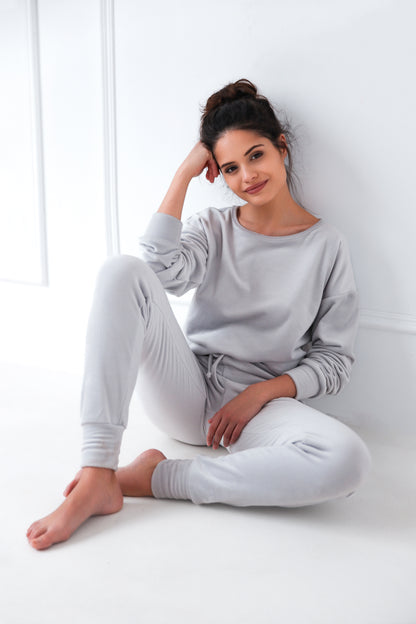SILVER- Ultra-soft Angora fleece pajamas