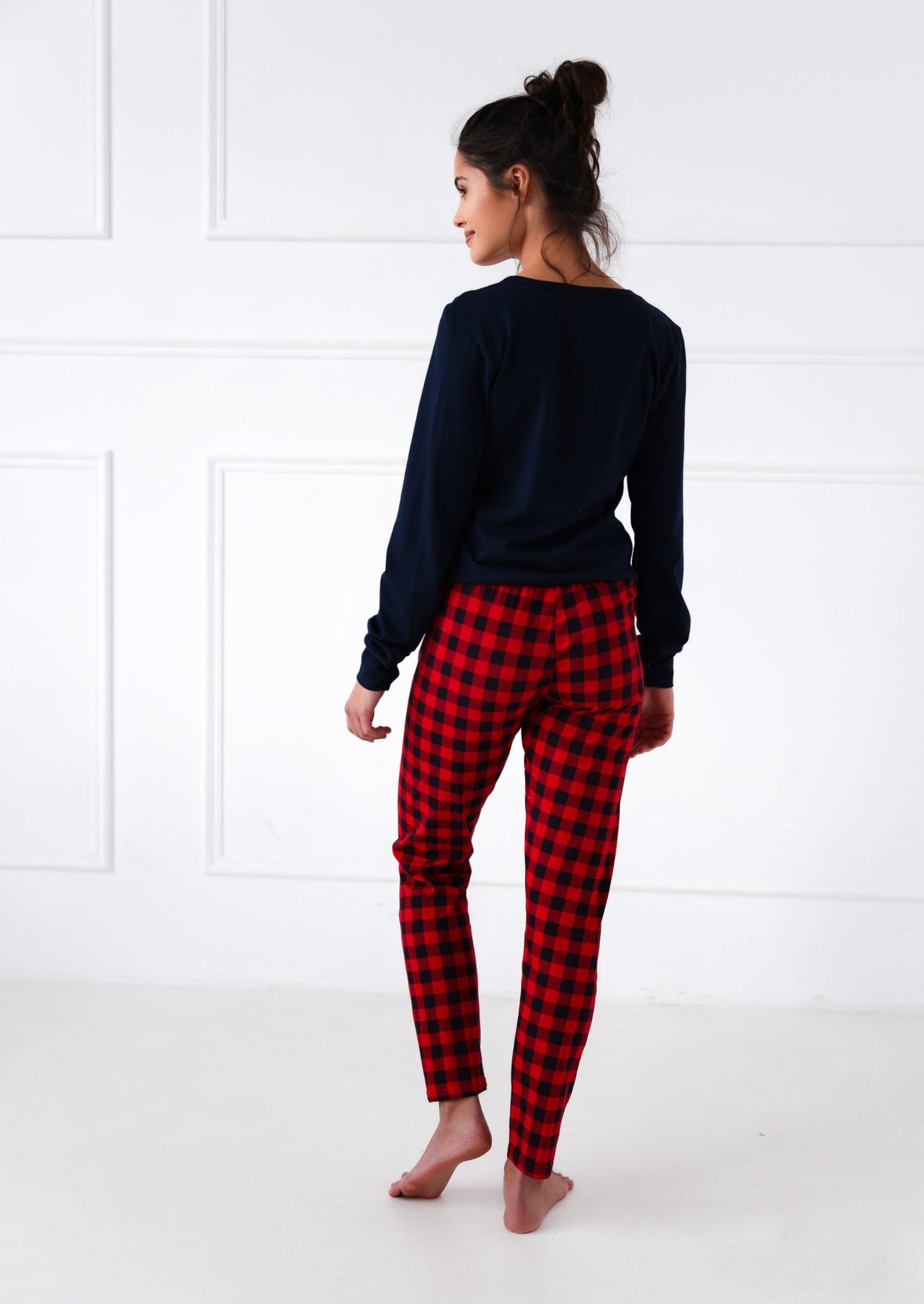 BONNIE- Pyjama pantalon vichy manches longues 100% coton