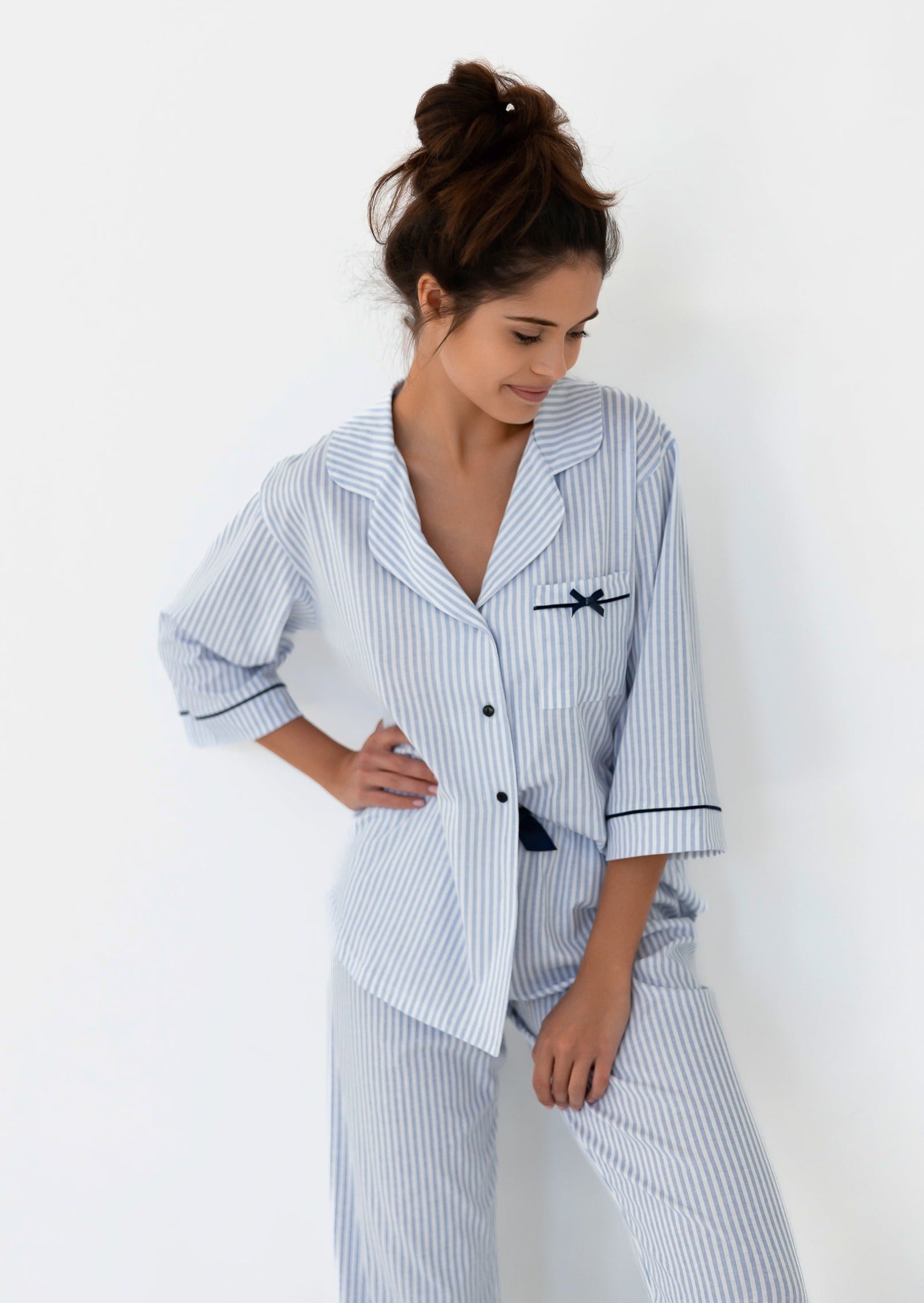 Maak plaats Integreren neerhalen Pyjama femme coton, ensemble pyjama chemise bleu – Girls' Corner